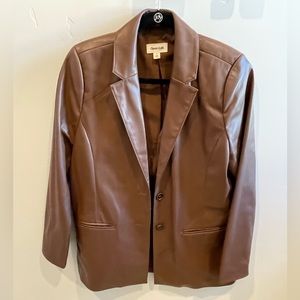 Faux leather blazer